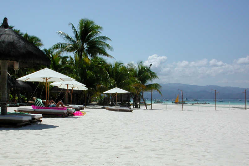 Boracay Photos Beach Loungers in Front of Boracay Fridays Resort