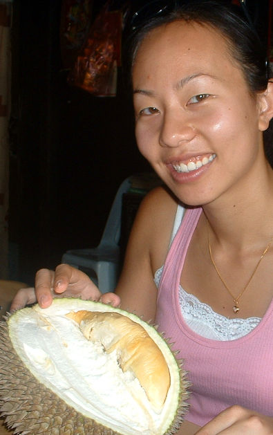 Nadia Opening a Durian