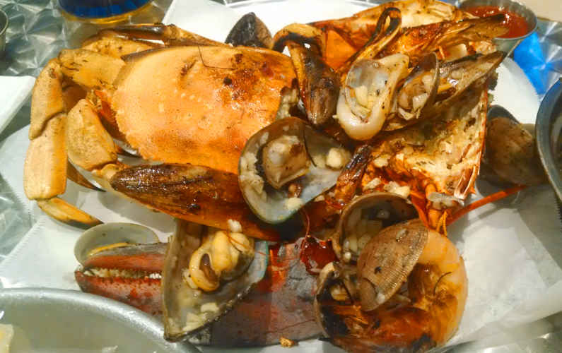 Grilled Crab and Clams and Other Shellfish From Big T's Seafood Market Bar 