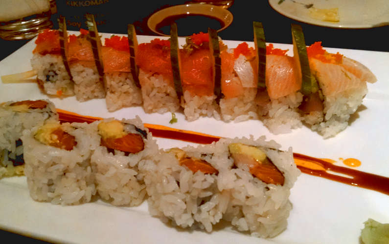 Close Up of Yuki Sushi Rolls Shark’s Roll and Fresh Salmon and Avocado Roll