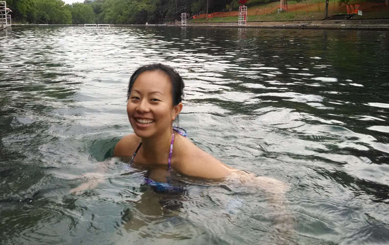 Nadia Swimming in Austin's Barton Springs Municipal Pool