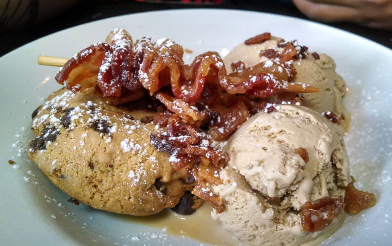 Frank's Chocolate Chip Bacon Cookies Served with Coffee Ice Cream