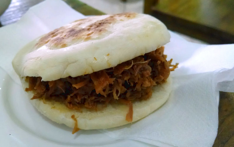 QQ Noodle's Rouburger: Shredded lamb in a steamed bun