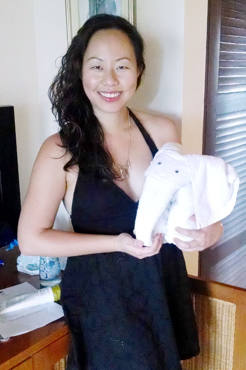 Nadia with a Towel Buddy Mason Elephant Lodge Bali