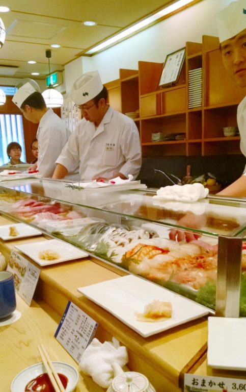 Chefs Behind the Counter Tsukiji Sushi Say Honten Tokyo Japan